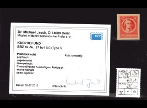 SBZ-Thüringen Mi.-Nr. 97 bp1 UG (Type1), postfrisch, Kb. Dr.JaschBPP.