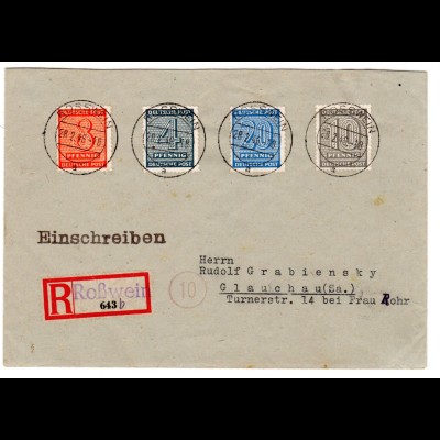 Westsachsen: R-Brief, zentrische Abstempelungen Mi.-Nr ex. 126-137 y