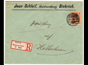Dt. Reich: Eingeschriebener-Postauftragsbrief mit EF. Mi.-Nr. 74