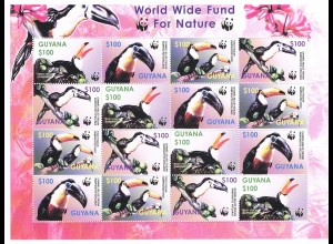 WWF Vögel/Pelikane KleinbogenGrenada Guyana