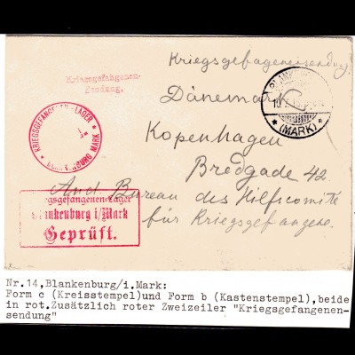 Kriegsgefangenensendung 1. Weltkrieg, Blankenburg