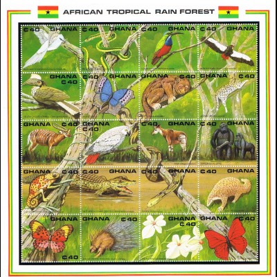 Ghana Kleinbogen "Tiere im Tropischen Regenwald"