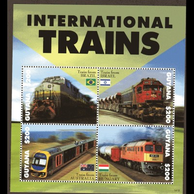 Guyana, Block und Kleinbogen Internationalen Eisenbahn 