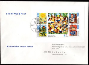 DDR, FDC Kleinbogen "Zeichnungen Junger Pioniere"