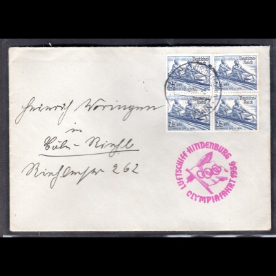 Zepp-Brief Hindenburgfahrt mit MeF. Mi.-Nr. 615, mit AK-St.