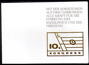 DDR, Gedenkblatt "10. Kongress der Gesellschaft für Deutsch-Sowjetische...."