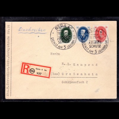 DDR, R-Brief mit Mi.-Nr. 265, 269, 270 mit AK-St.