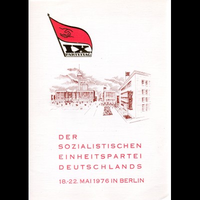 DDR-Gedenkblatt, IX Parteitag der SED, 18-22 Mai 1976 in Berlin