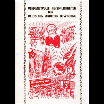 DDR-Gedenkblatt, Verdienstvolle persönlichkeiten der Deutschen Arbeiter-Bewegung