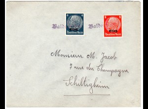 Dt. Besetzung Elsaß; Fernbrief mit Notstempel "Baldenheim"