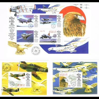 Antigua/Barbuda "80 Jahre Air Force" Kleinbogen + 2 Blocks