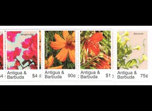 Antigua/Barbuda: Blumen; Satz, Kleinbogen und Block