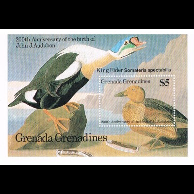 Grenada/Grenadines "Ente und Gans" (200. Gebtag Audubon); Block
