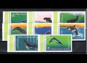Turks&Caicos "Save the Whales" Satz und Block