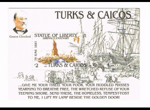Turk&Caicos "Freiheits-Statue" Satz und Block