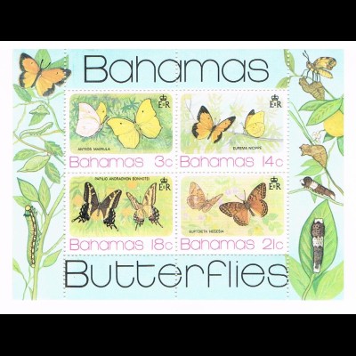 Bahamas: Schmetterlinge; Block und Satz