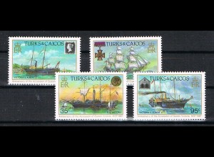 Turks&Caicos: Historische Segelschiffe; Satz und Block
