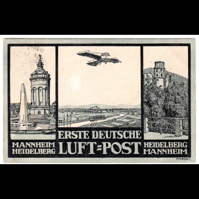 "Erste Deutsche Luft-Post" Sonderkarte und Flugpoststempel