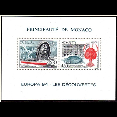 Monaco: Sonderdruck Europa 94, gez., **