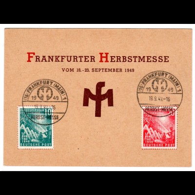 Ereigniskarte: Frankfurte Messe 1949, frankiert mit 
