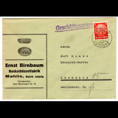 Reklameumschlag: Birnbaum - Backschüsselfabrik