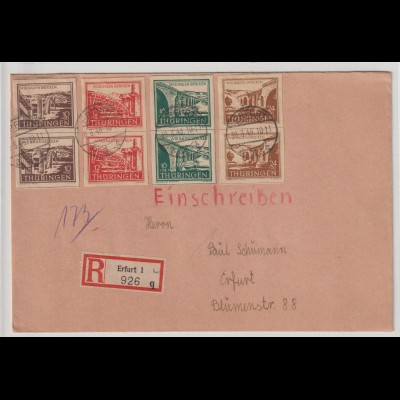 Thüringen Einschreib-Ersttags-Brief mit 112-115 in senkr. Paaren