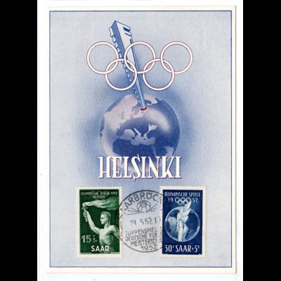 Saarland: Olymp. Spiele Helsinki auf Maximumkarte, 1952