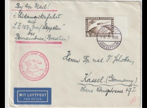 Zeppelin-Brief Südamerikafahrt 1932 bis Pernambuco