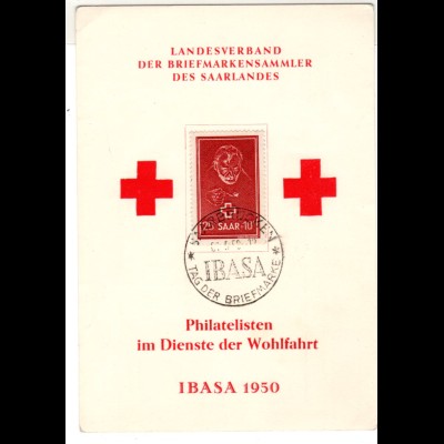 Saarland: Rotes Kreuz 1950 auf Maximumkarte