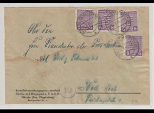 SBZ/Prov. Sachsen: Postmeistertrenng Görzke 4x auf Bedarfsbrief