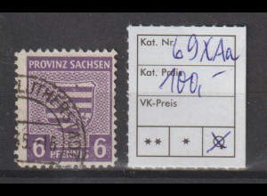 SBZ/Prov. Sachsen: 6 Pfg. Postmeistertrenng. A in a-Farbe, gestempelt, gepr.
