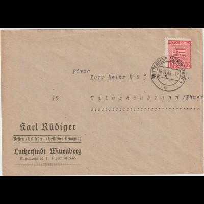 Postmeisterzähnung Wittenberg auf Bedarfsbrief, geprüft