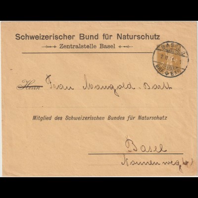 Schweiz: Privatganzsachen-Umschlag "Bund für Naturschutz", 1911