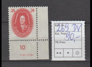 DDR-Druckvermerke: Aus dem Akademiesatz 1950 24 Pfg. (Leibnitz) mit DV