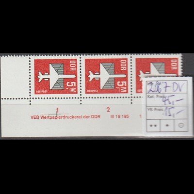 DDR-Druckvermerke: Flugpostmarke 5 Mark DV
