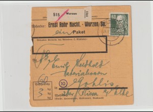 SBZ Köpfe I: EF 60 Pfg. auf Paketkarte (Michel -.-)