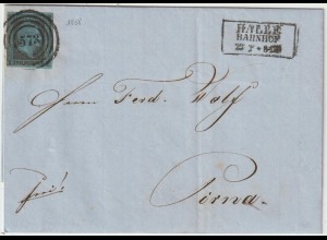 Preußen: Privatbrief 1858 von Halle naqch Pirna; EF Nr. 3