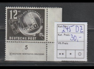DDR-Druckvermerke: Tag der Briefmarke 1949 - DZ - , **