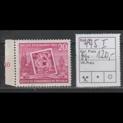 DDR spezial: Tag der Briefmarke 1954 mit PF I (dicke Baqcke), gepr.