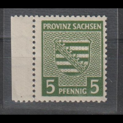 SBZ/Prov. Sachsen: 5 Pfg. Provinzwappen in Y b-Farbe, **, gepr.