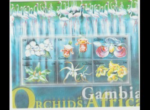 Gambia: Orchideen 2 Kleinbogen und Block