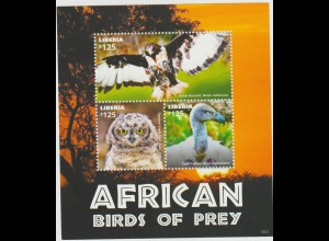 Liberia: Afrikanische Raubvögel Kleinbogen und Block