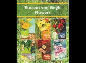 Liberia: Vincent van Gogh (Blumen) Kleinbogen und Block