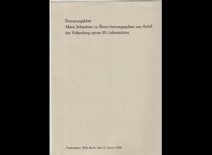DDR-Gedenkblatt: Zum 90. Geburtstag Albert Schweitzer