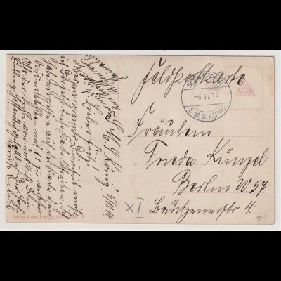 Schiffspost SMS König, 6.11.14 Feldpostkarte