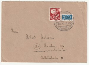 Baden, Fern-Brief mit EF. Mi.-Nr. 56 + Notopfermarke Berlin
