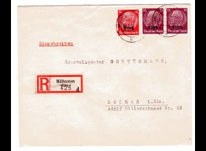 Dt. Besetzung Elsass: Eingeschriebener-Fernbrief mit Mi.-Nr. 7 + 8