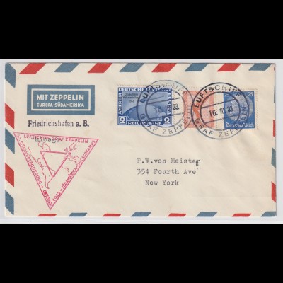 Zeppelin Chicagofahrt 2 RM auf Bordpost-Brief bis Chicago