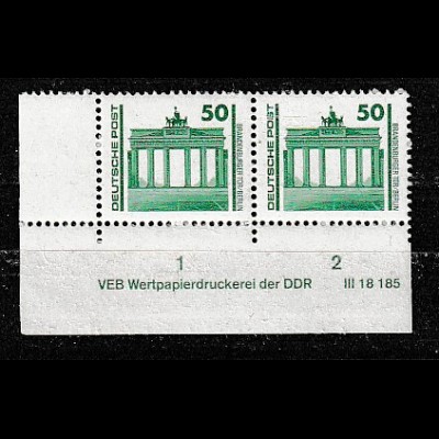 DDR Druckvermerke: Dt. Post 50 Pfg. mit DV1. **