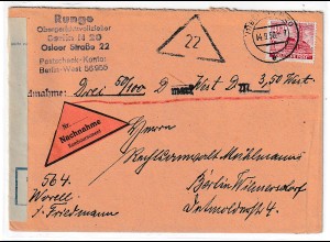 Berlin Bauten (I): Nachnahmebrief ("3,50 DM West"), EF Nr. 52